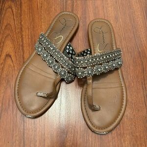 🩴 Jessica Simpson Bollywood Style Jeweled Sandals Size 7 I think.
